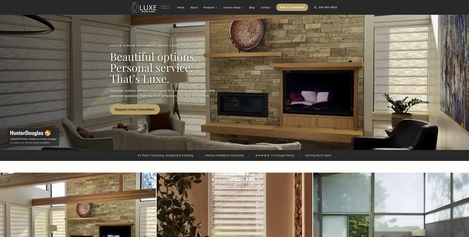 Luxe Window Works website built by Kodecite