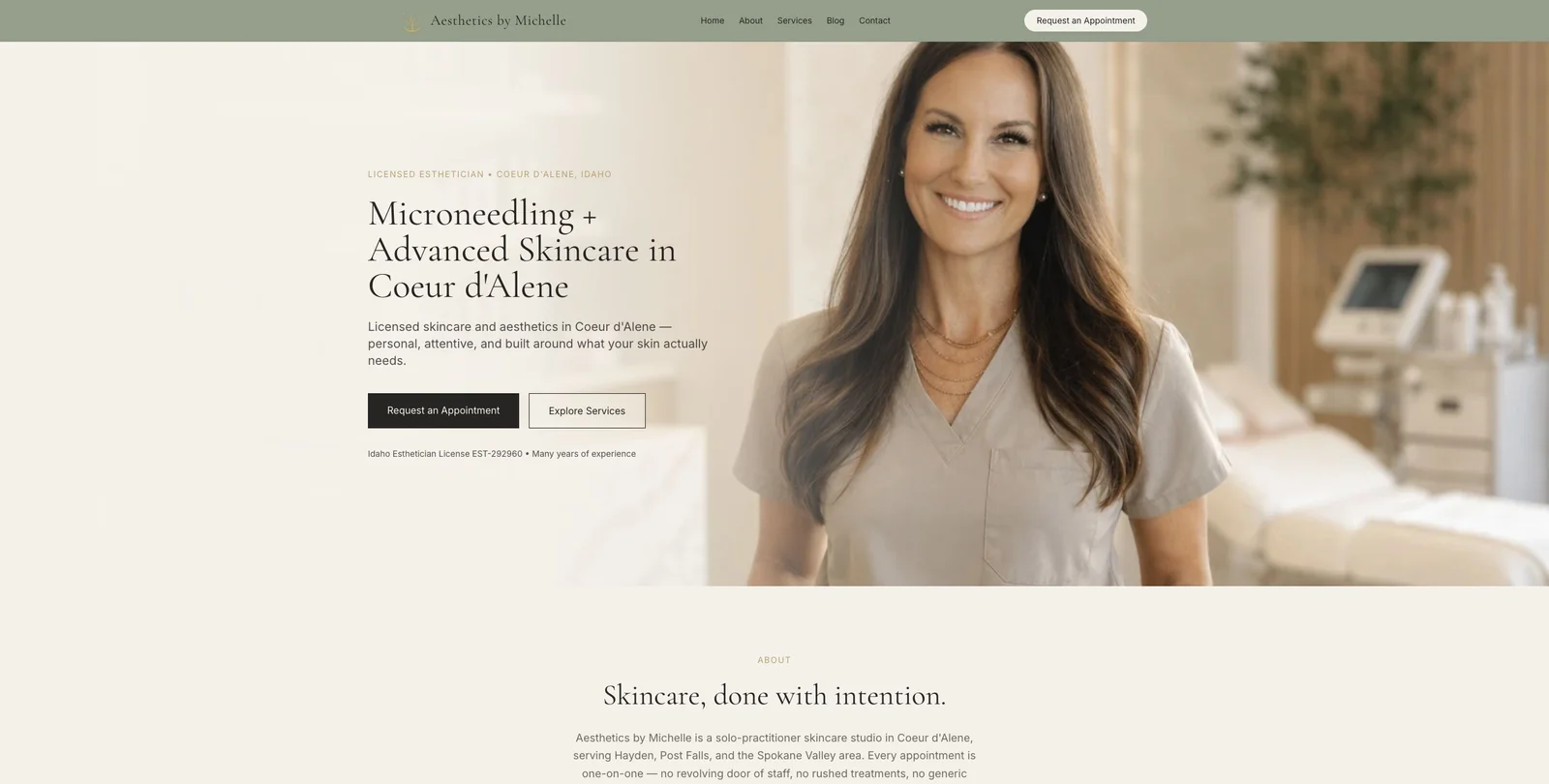 Aesthetics by Michelle website built by Kodecite